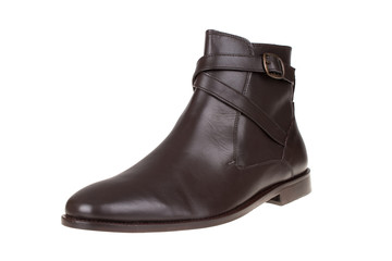 Brown leather men shoe, isolated on white background