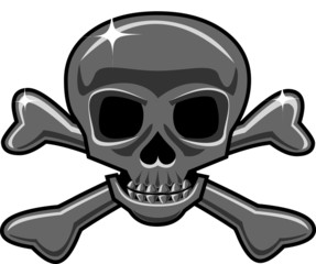 Shiny metal skull-and-crossbones