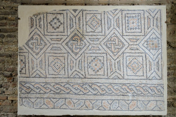 Mosaic flooring exposed in theodoric palace, Ravenna