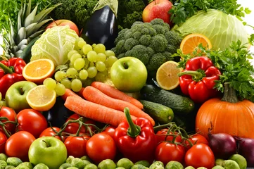 Tableaux sur verre Légumes Légumes crus biologiques assortis