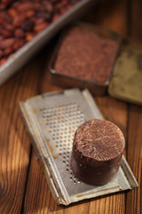 100% solid chocolate block on retro grater