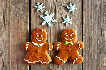 Christmas homemade gingerbread couple cookies