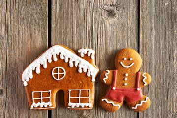 Christmas gingerbread man and house cookies