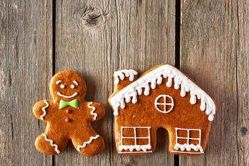 Christmas gingerbread man and house cookies