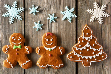 Christmas gingerbread couple and tree cookies