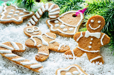 ginger biscuits and a branches of a Christmas tree