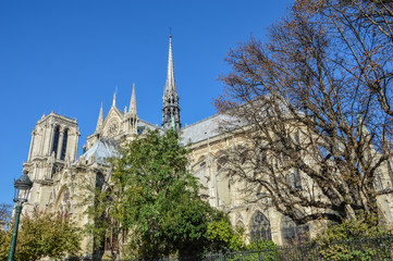 Notre Dame with boat on Seine in Paris, France - 72471878