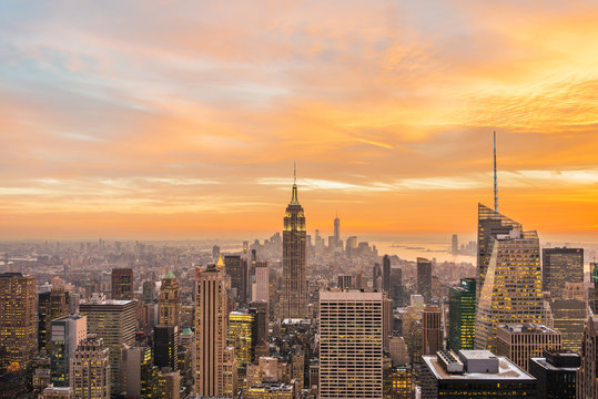Famous skyscrapers of New York at night