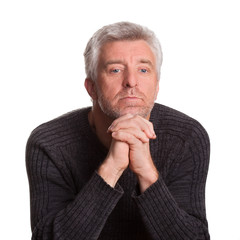 senior adult man lost  thought