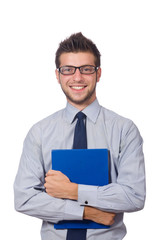 Funny businessman isolated on the white