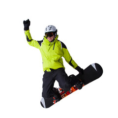 Snowboarder at jump isolated