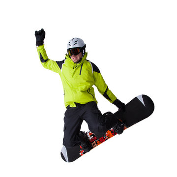 Snowboarder At Jump Isolated