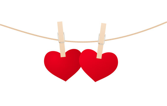 Hearts and clothespins