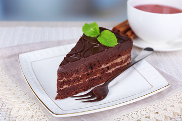 Piece of chocolate cake