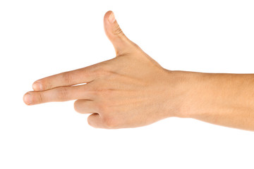 Men hand isolated on white