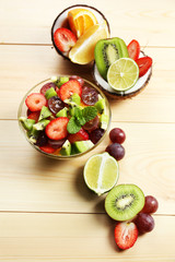 Fruit salad on table
