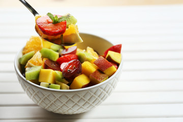 Fruit salad on table