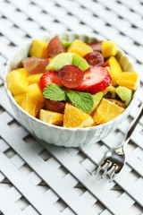 Fruit salad on table