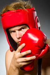 Funny nerd boxer in sport concept