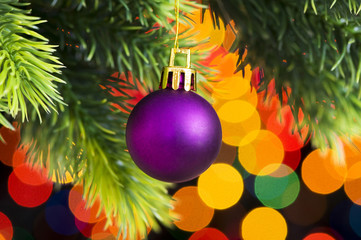 Fototapeta na wymiar Christmas decoration on the fir tree