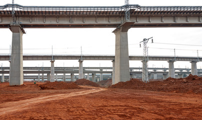 High overpass on the sky background
