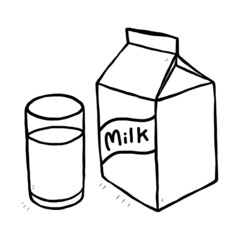 glass of milk and milk carton