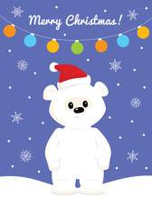 Christmas card with baby polar bear
