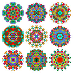 Circle lace ornament, round ornamental geometric doily