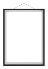 Blank vertical painting in black frame