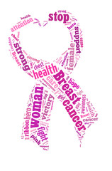 Pink ribbon word cloud with heart shape