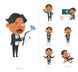 Businessman corporate life flat design 7set-employee