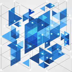 Abstract blue technology geometric background, vector