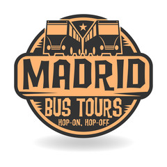 Obraz premium Abstract stamp with text Madrid, Bus Tours