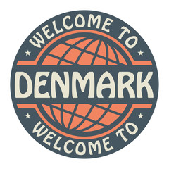 Color stamp with text Welcome to Denmark inside