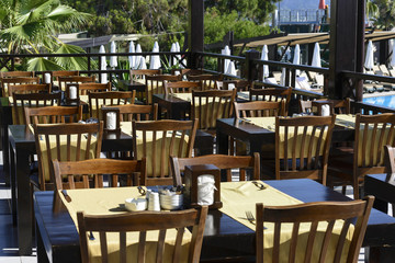 The Interior of  cozy outdoor cafes