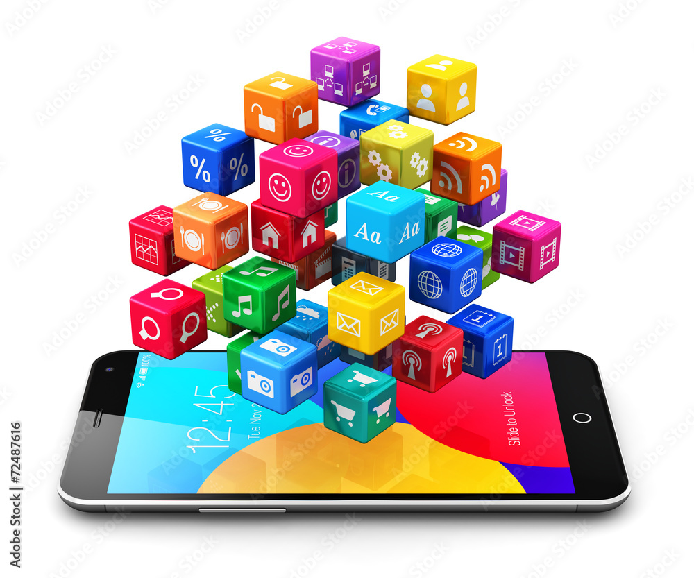 Aufkleber mobile applications and internet concept