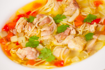 chicken soup with noodle and vegetables
