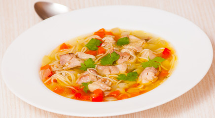 chicken soup with noodle and vegetables