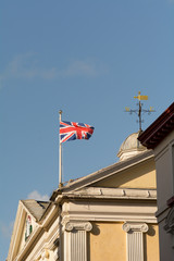 Union Jack flag on top of building