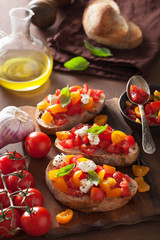 Italian bruschetta with tomatoes garlic olive oil