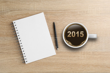 Zettel und Stift mit Tasse 2015