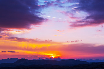 Mountains on sunset