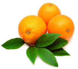 Sweet orange fruit with leaf