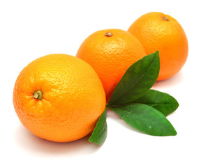 Sweet orange fruit with leaf