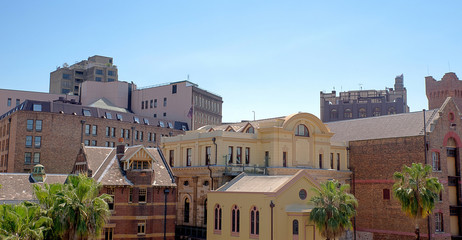 Panoramic view of old Sydney near downtown harbour and the Rocks