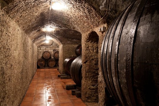 Barrels in a hungarian Wine cellar
