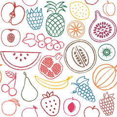 Hand drawn fruit seamless pattern background 3