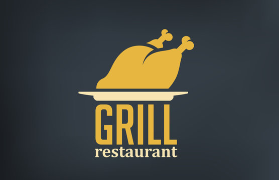 Grill Restaurant Logo design vector. Roasted Chicken