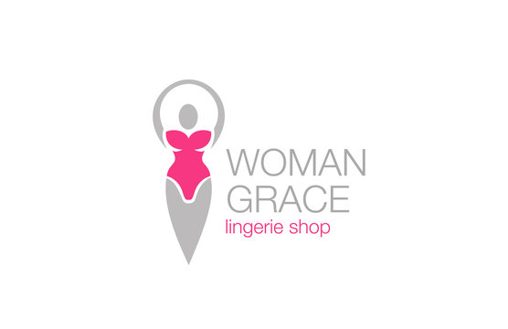 Woman grace fitness diet logo design vector