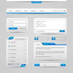 Web UI Controls Elements Gray And Blue On Light Background